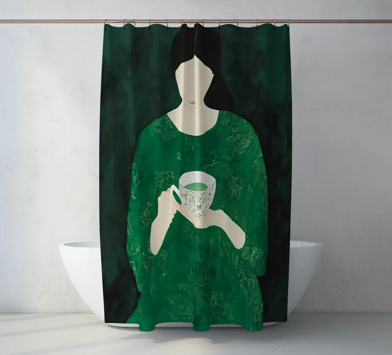 Smaragdgroene abstracte vrouw douchegordijn van IamHomeStudio