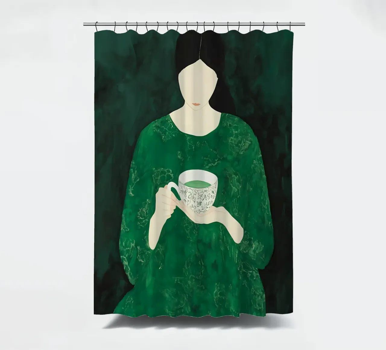 Smaragdgroene abstracte vrouw douchegordijn van IamHomeStudio