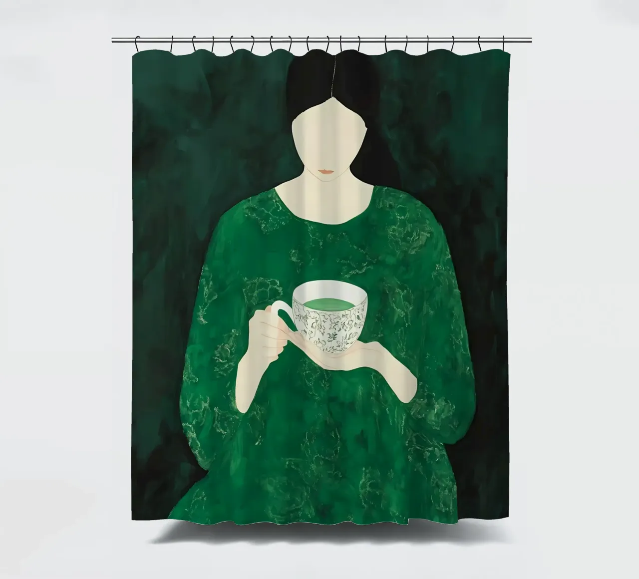 Smaragdgroene abstracte vrouw douchegordijn van IamHomeStudio