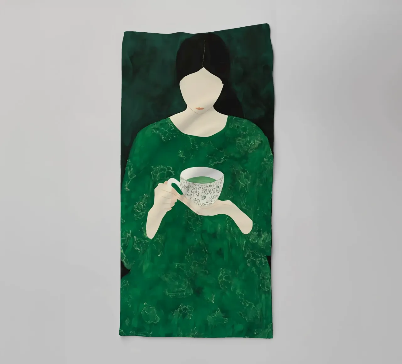 Smaragdgroene abstracte vrouw badhanddoek van IamHomeStudio