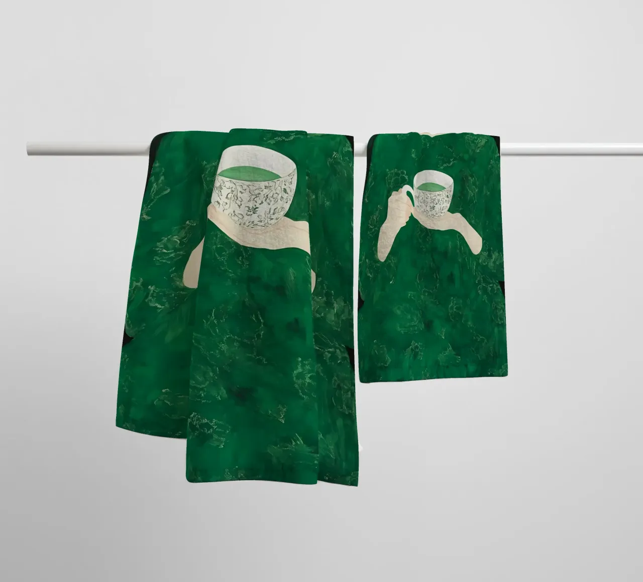 Smaragdgroene abstracte vrouw badhanddoek van IamHomeStudio