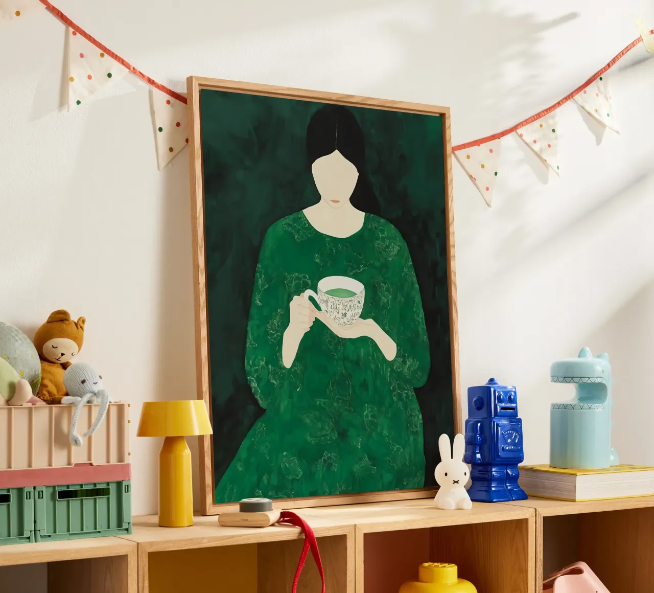 Smaragdgroene abstracte vrouw acryl van IamHomeStudio