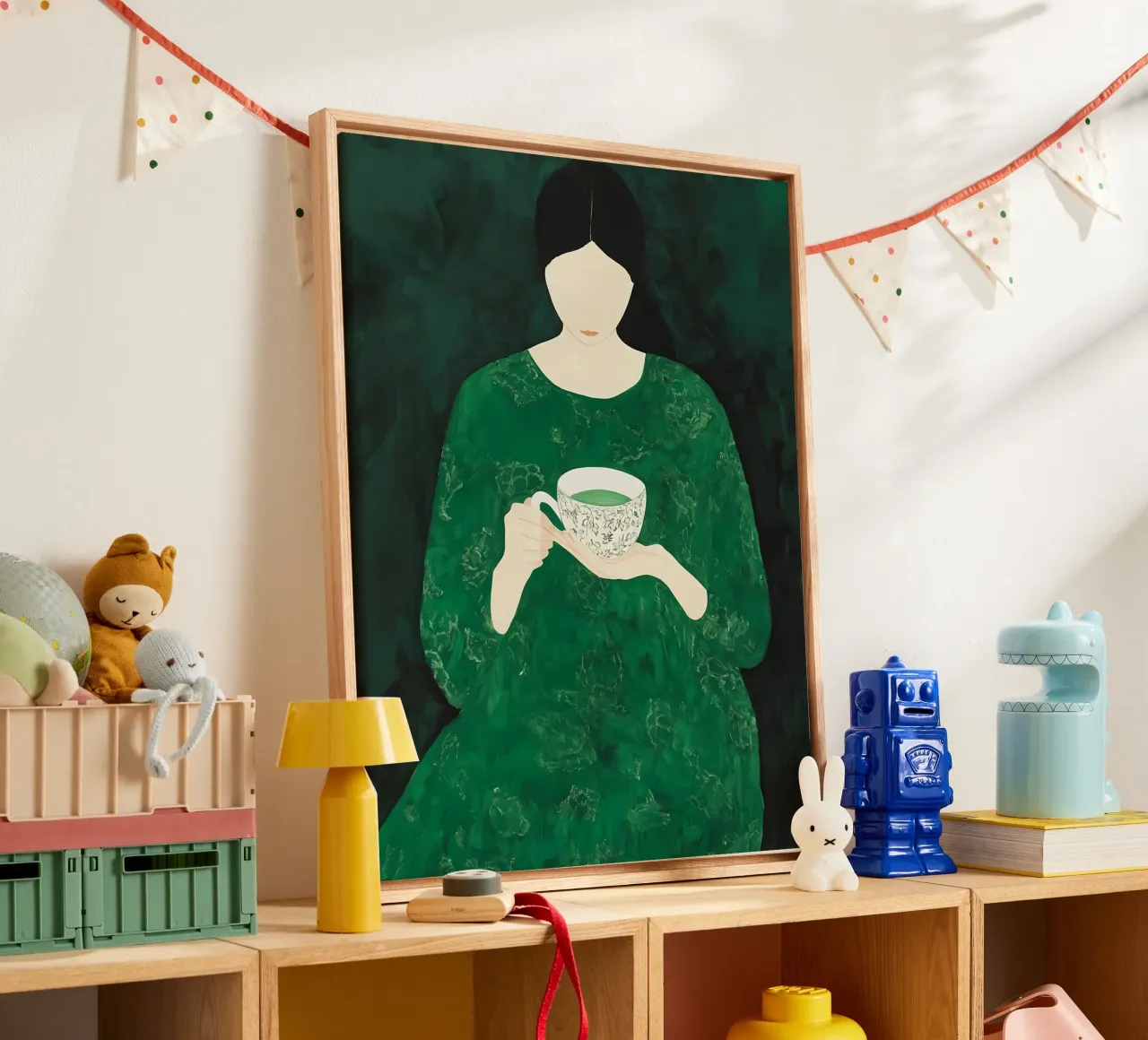 Smaragdgroene abstracte vrouw canvas van IamHomeStudio
