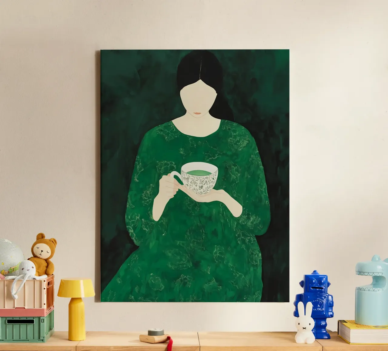 Smaragdgroene abstracte vrouw canvas van IamHomeStudio