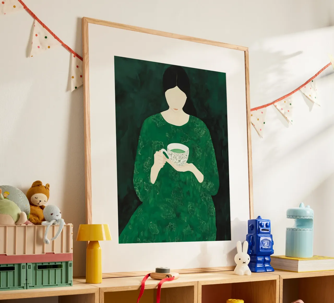 Smaragdgroene abstracte vrouw hahnemühle van IamHomeStudio
