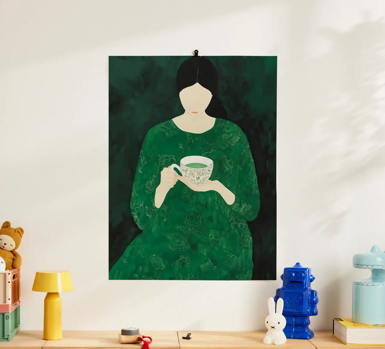 Smaragdgroene abstracte vrouw hahnemühle van IamHomeStudio