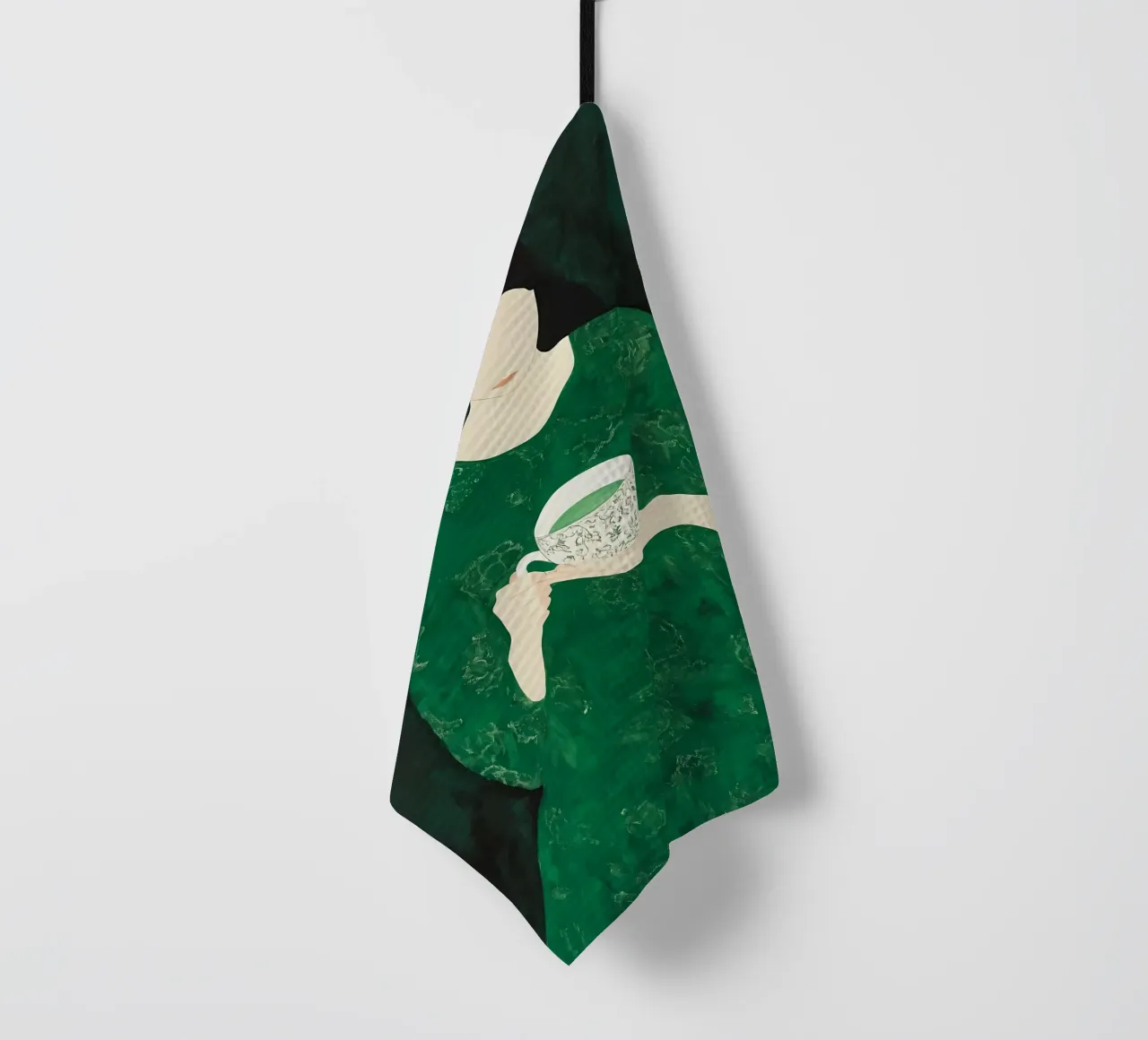 Smaragdgroene abstracte vrouw theedoek van IamHomeStudio
