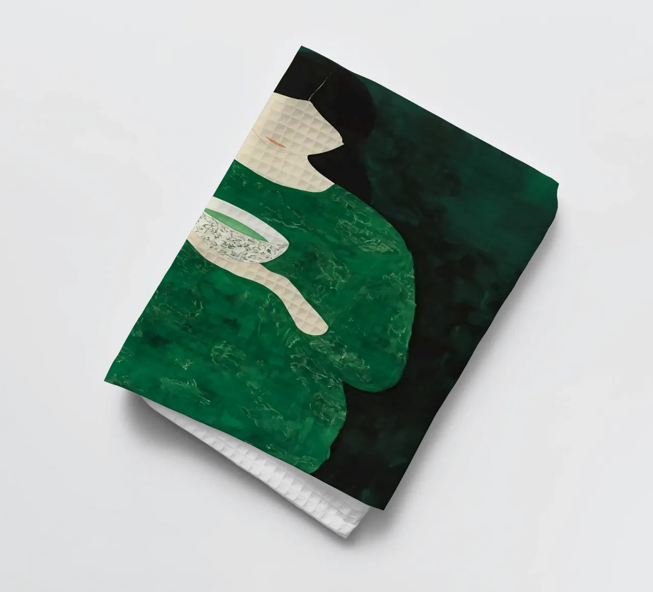 Smaragdgroene abstracte vrouw theedoek van IamHomeStudio