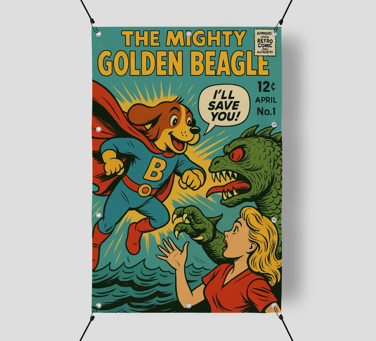 THE MIGHTY GOLDEN BEAGLE - Fresh Supes On The Block telo in pvc da Vintage Van Gogh