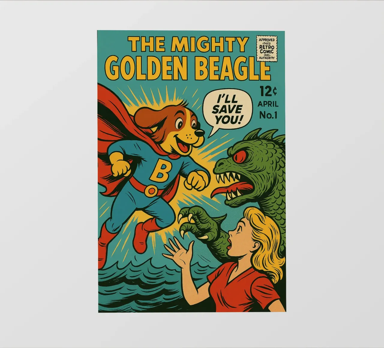 THE MIGHTY GOLDEN BEAGLE - Fresh Supes On The Block telo in pvc da Vintage Van Gogh