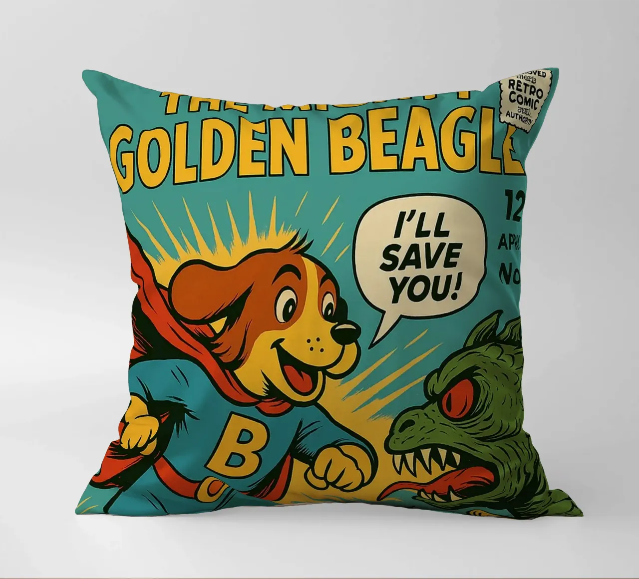 THE MIGHTY GOLDEN BEAGLE - Fresh Supes On The Block cuscino da Vintage Van Gogh