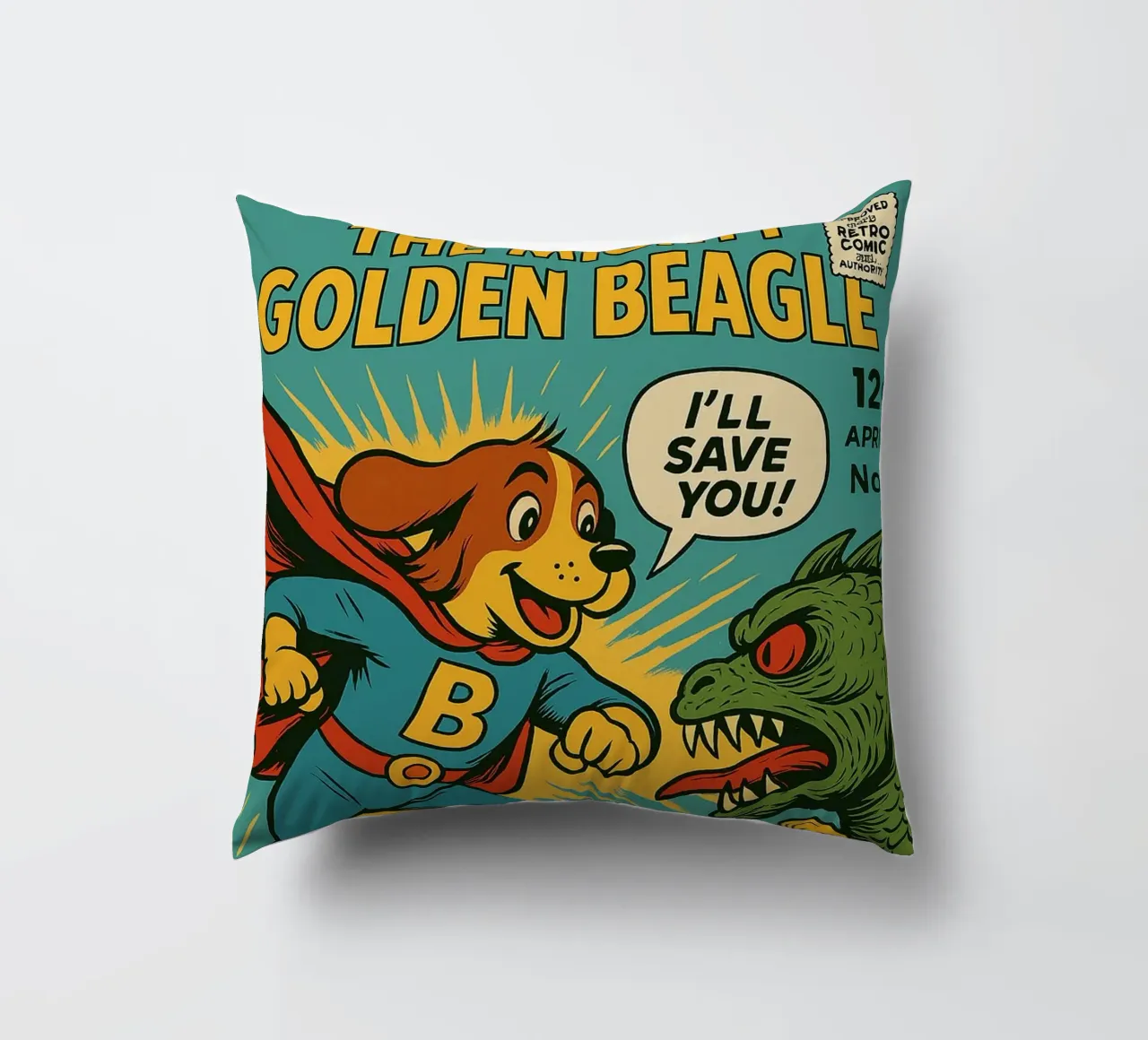 THE MIGHTY GOLDEN BEAGLE - Fresh Supes On The Block cuscino da Vintage Van Gogh