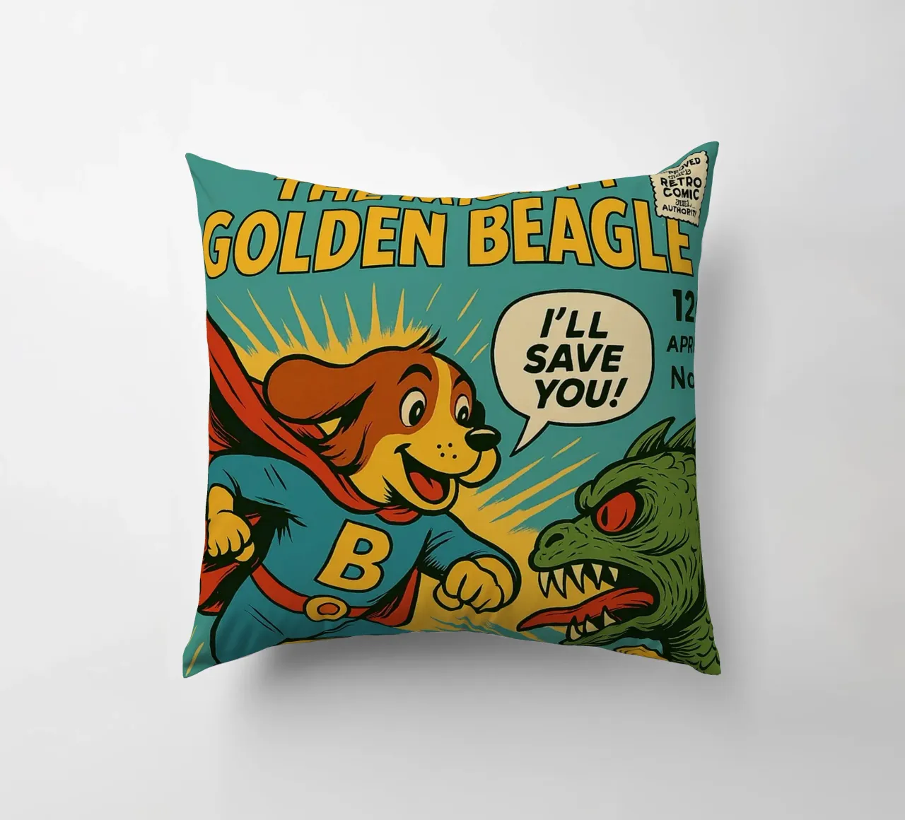 THE MIGHTY GOLDEN BEAGLE - Fresh Supes On The Block cuscino da Vintage Van Gogh