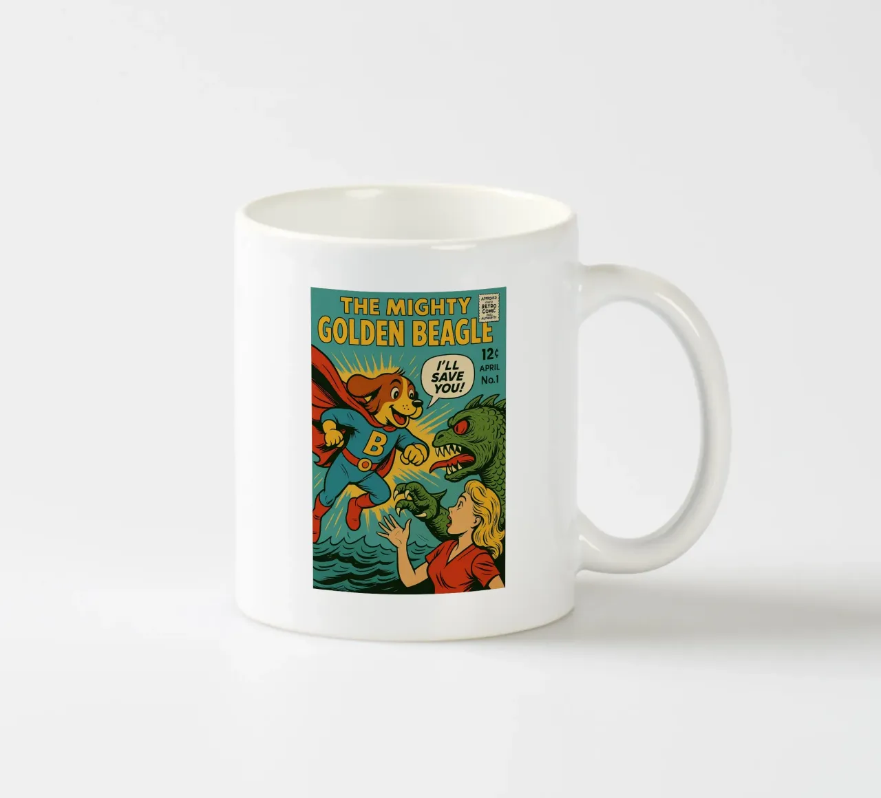 THE MIGHTY GOLDEN BEAGLE - Fresh Supes On The Block keramische mok van Vintage Van Gogh
