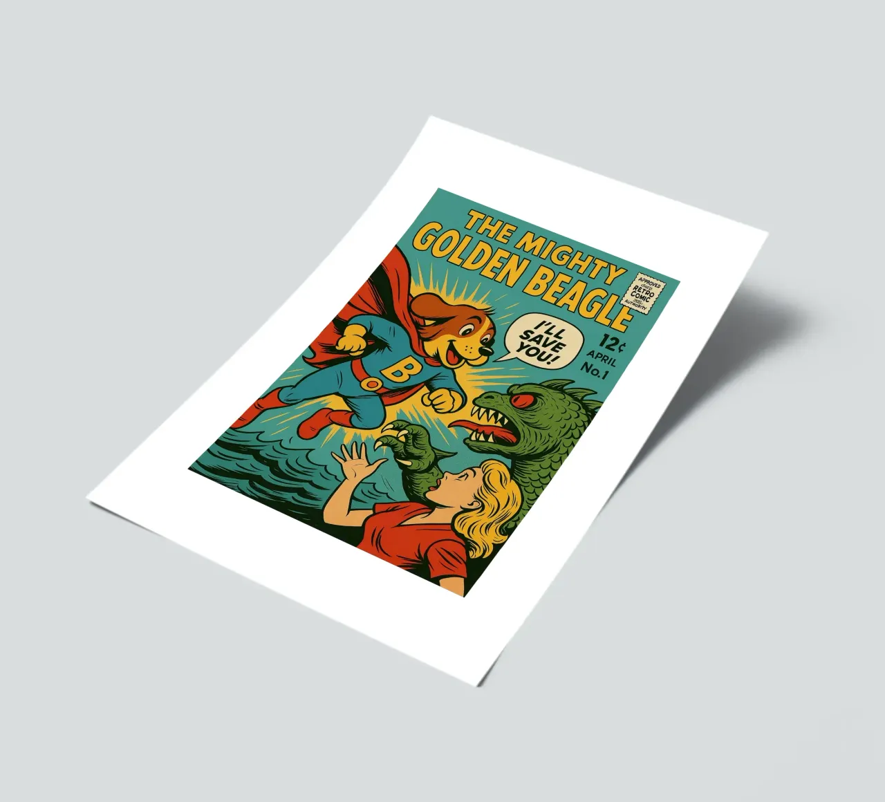 THE MIGHTY GOLDEN BEAGLE - Fresh Supes On The Block foglio adesivo da Vintage Van Gogh
