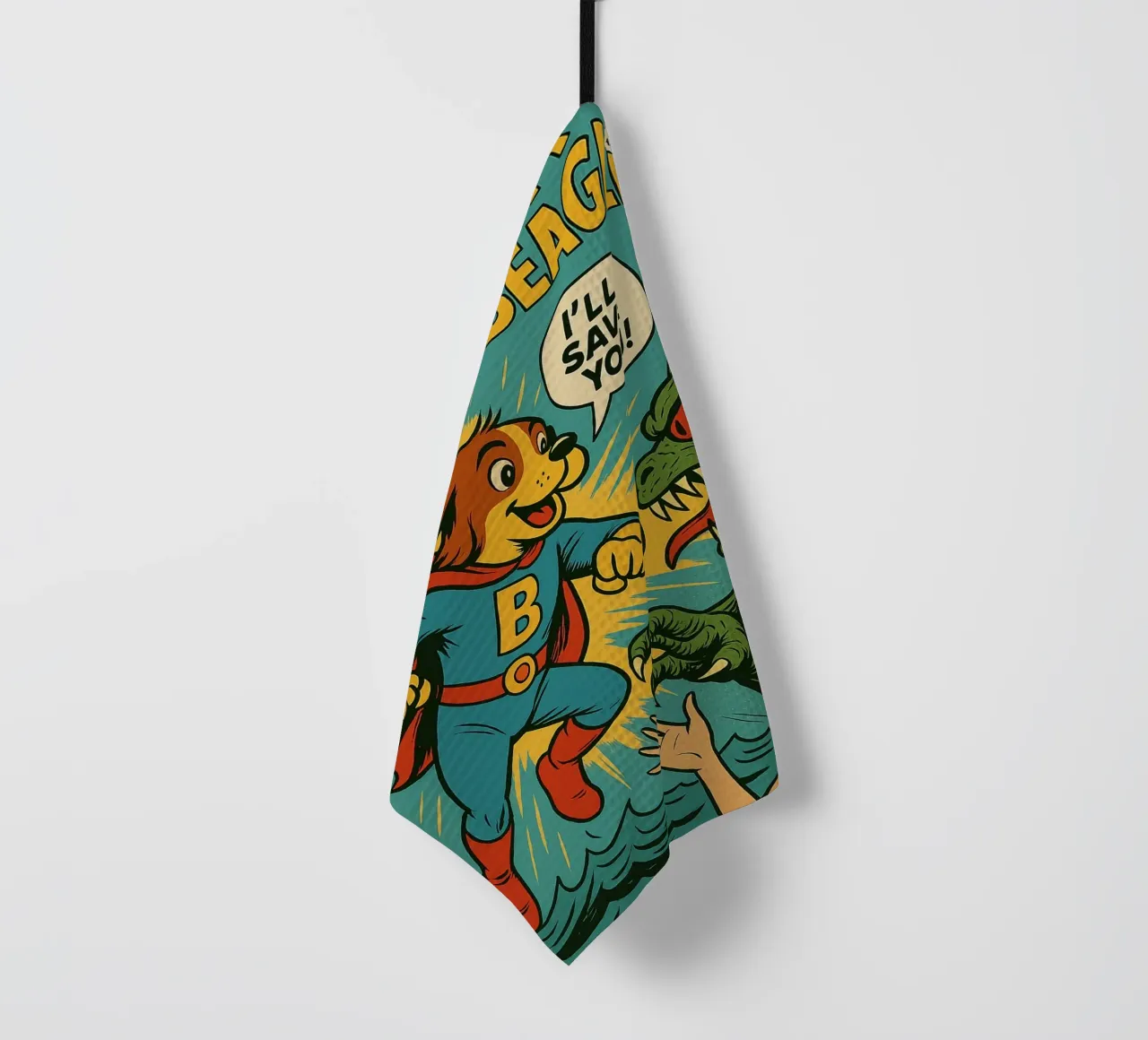THE MIGHTY GOLDEN BEAGLE - Fresh Supes On The Block torchon de Vintage Van Gogh