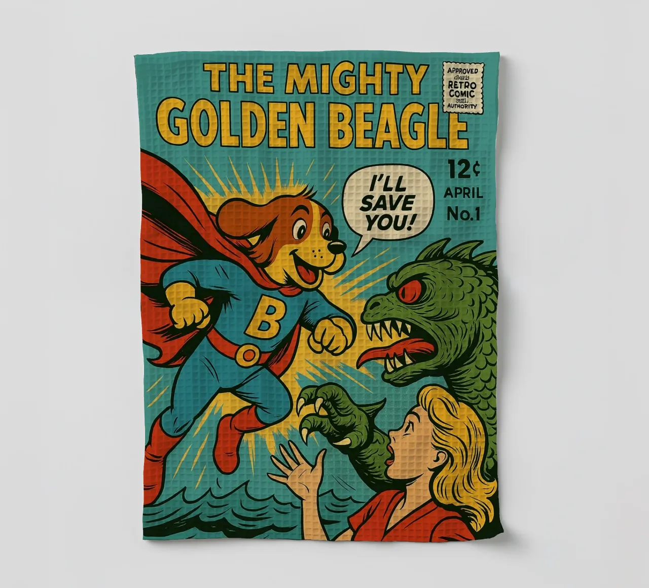 THE MIGHTY GOLDEN BEAGLE - Fresh Supes On The Block torchon de Vintage Van Gogh
