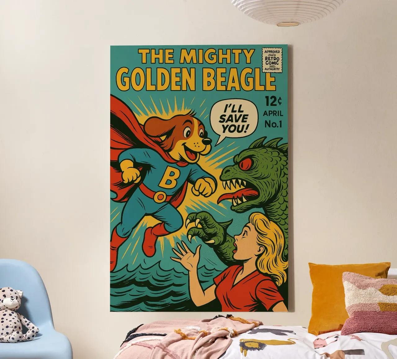 THE MIGHTY GOLDEN BEAGLE - Fresh Supes On The Block canvas van Vintage Van Gogh