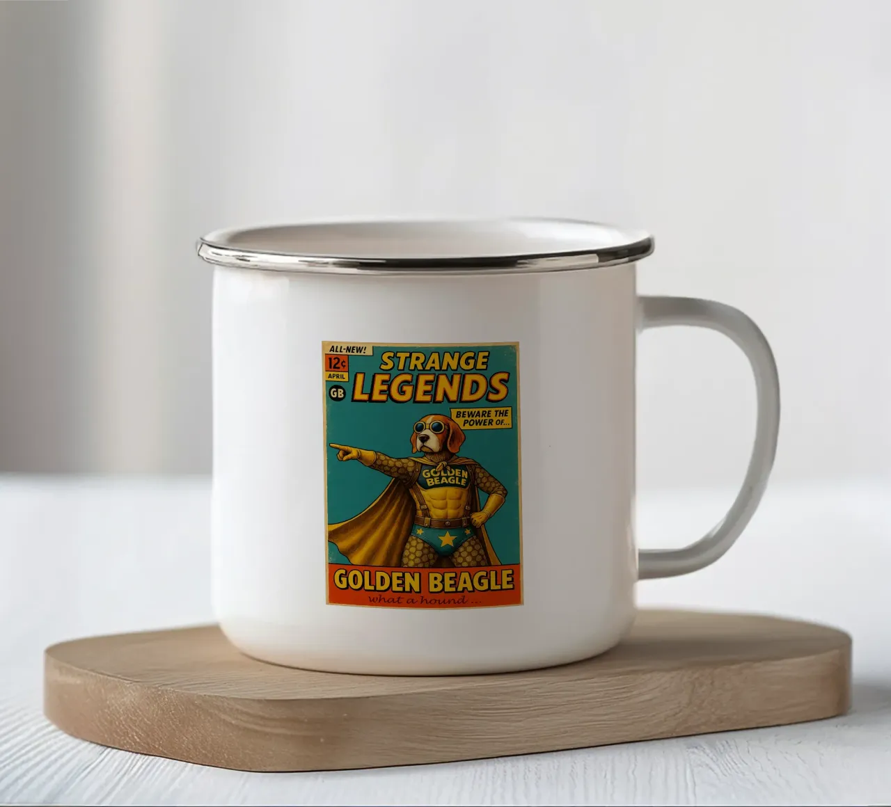 STRANGE LEGENDS THE GOLDEN BEAGLE - Fresh Supes On The Block emaille mok van Vintage Van Gogh