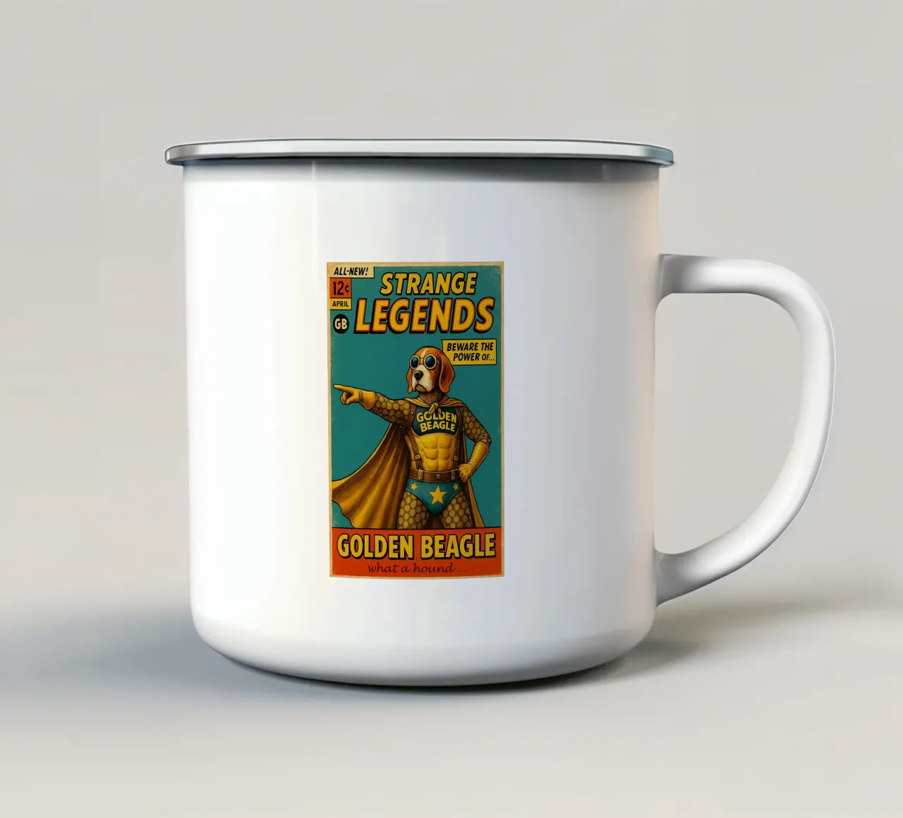 STRANGE LEGENDS THE GOLDEN BEAGLE - Fresh Supes On The Block emaille mok van Vintage Van Gogh