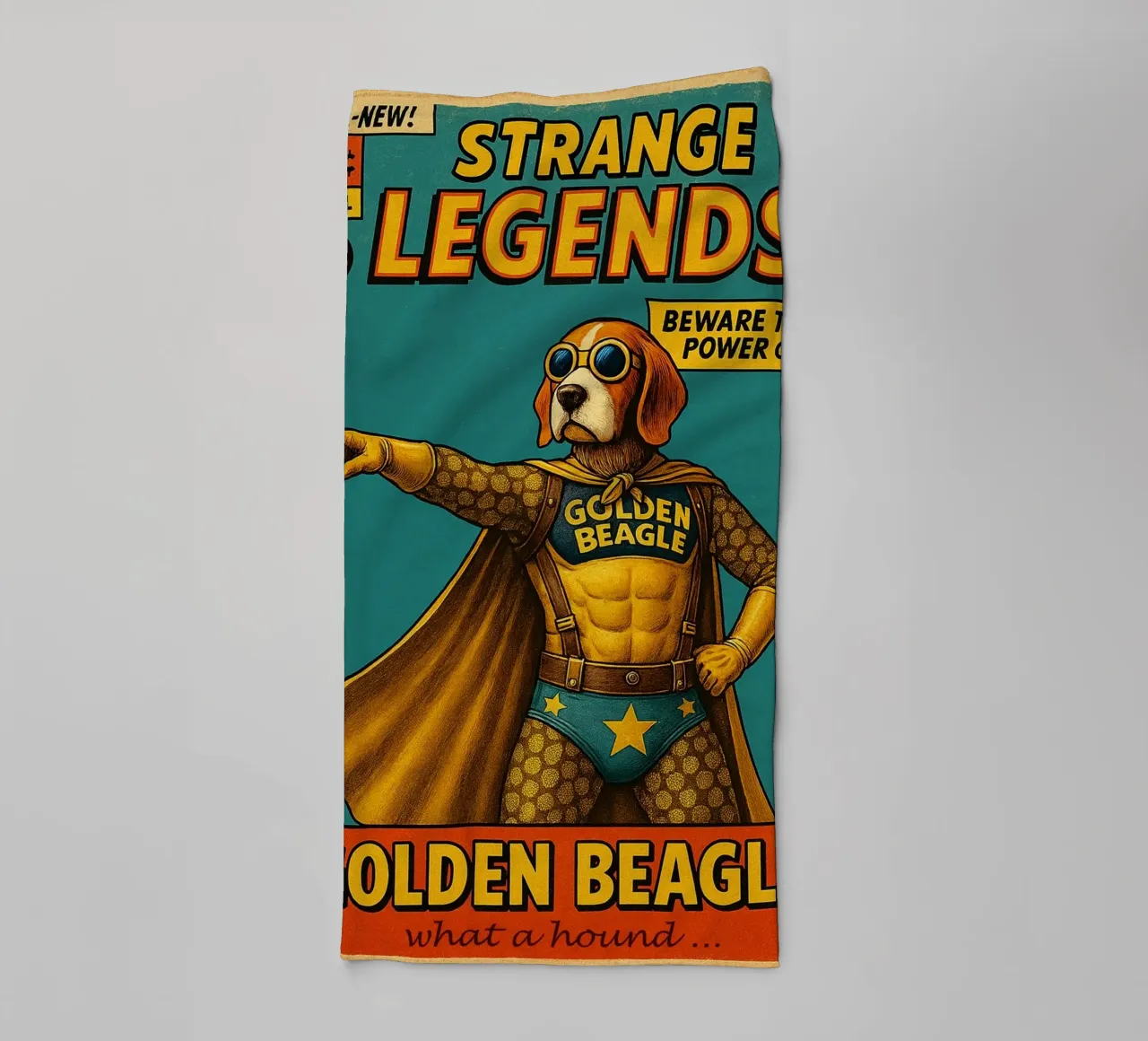STRANGE LEGENDS THE GOLDEN BEAGLE - Fresh Supes On The Block Handtuch von Vintage Van Gogh
