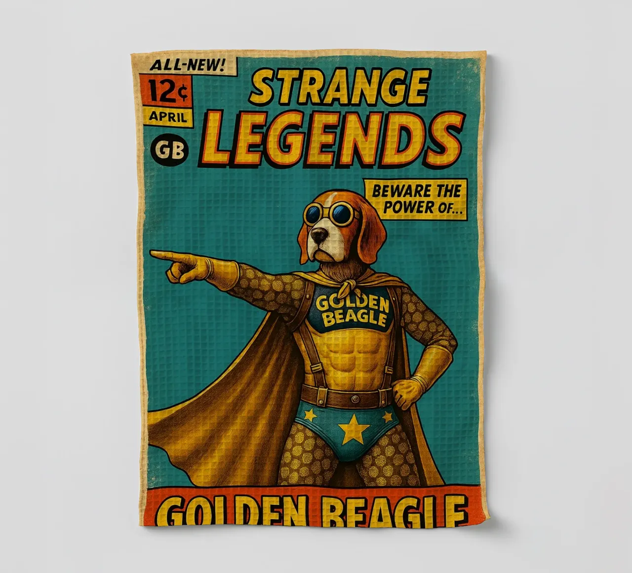 STRANGE LEGENDS THE GOLDEN BEAGLE - Fresh Supes On The Block torchon de Vintage Van Gogh