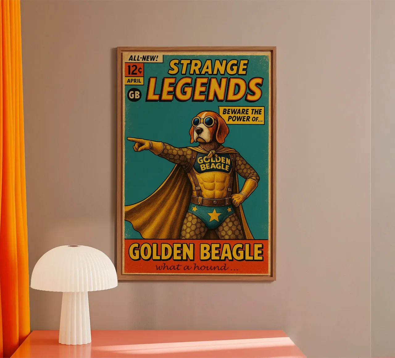 STRANGE LEGENDS THE GOLDEN BEAGLE - Fresh Supes On The Block alluminio dibond da Vintage Van Gogh