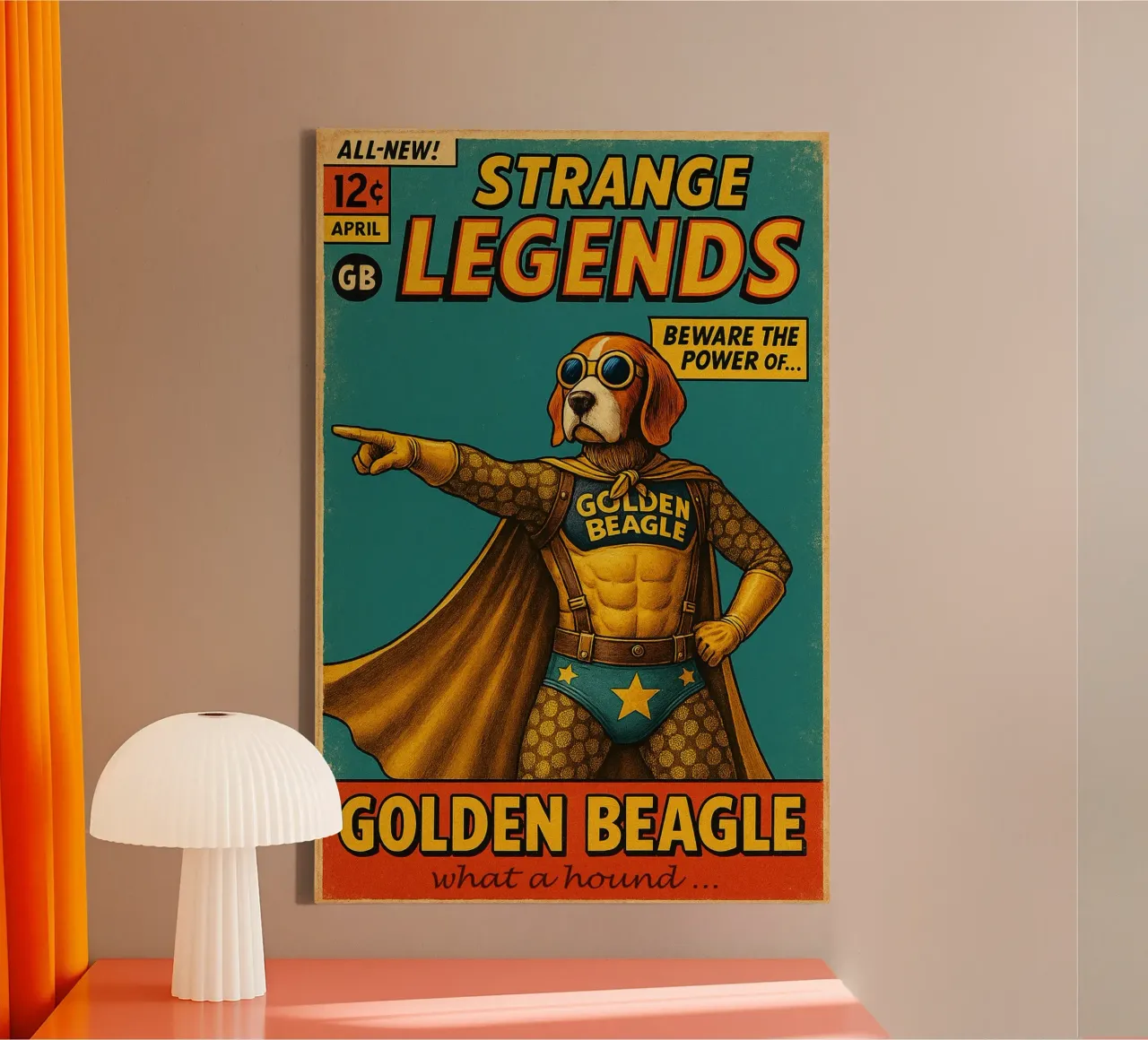 STRANGE LEGENDS THE GOLDEN BEAGLE - Fresh Supes On The Block canvas van Vintage Van Gogh