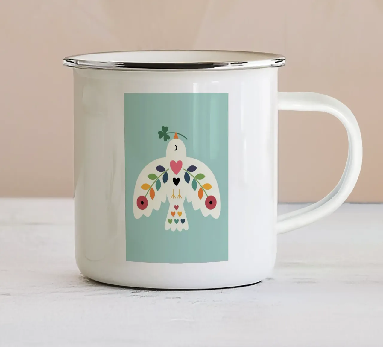 Fortuna Pace Amore tazza in smalto da Andy Westface