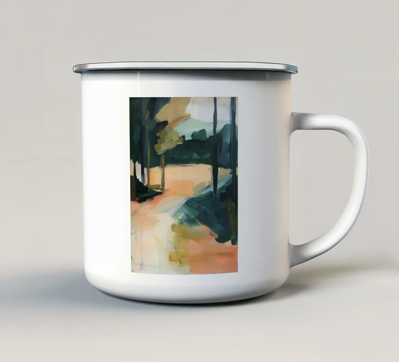 Abstract landschap emaille mok van DaarbyN