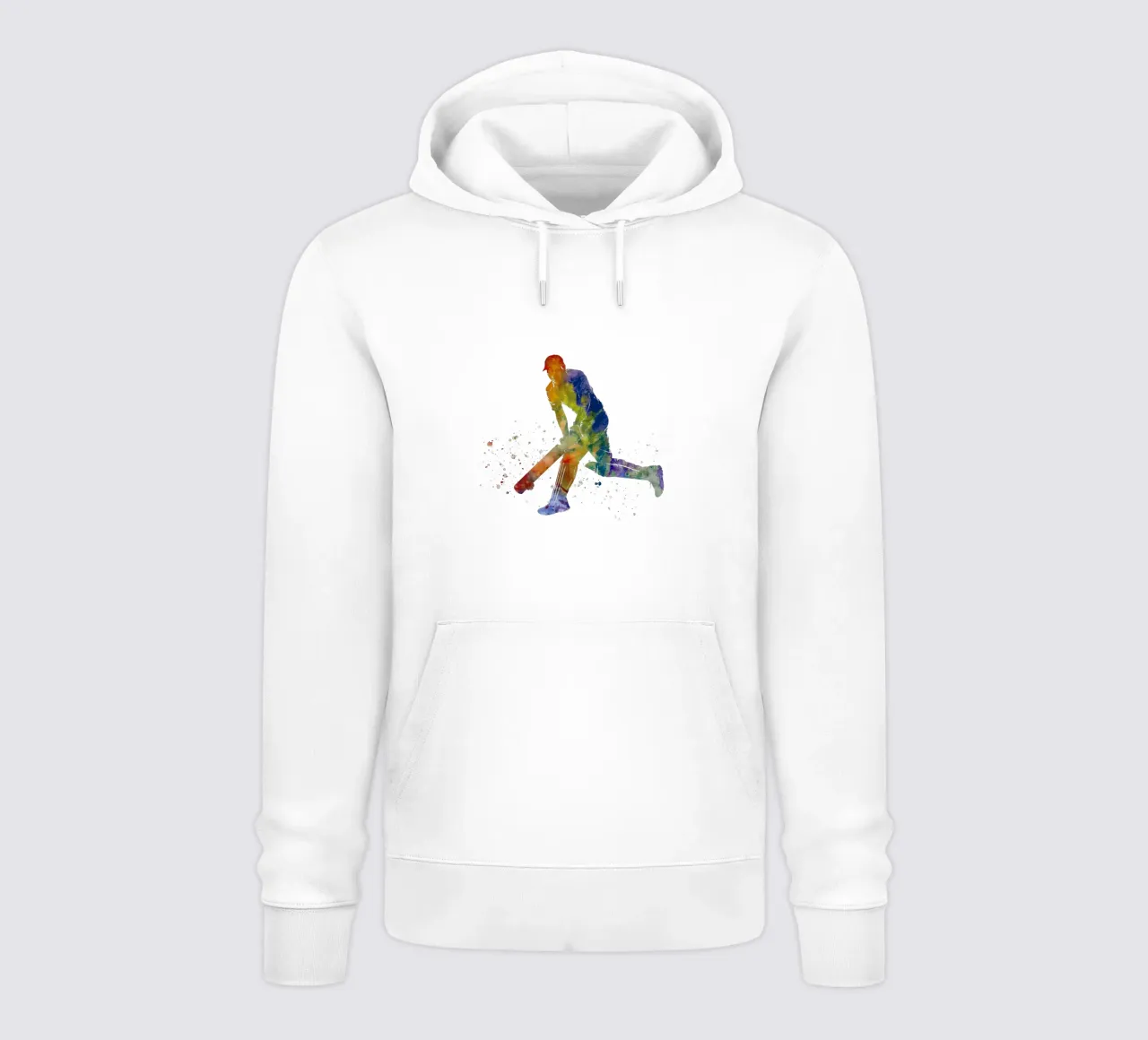 Giocatore di cricket in acquerello felpa con cappuccio da ⚽ Sports Pulse