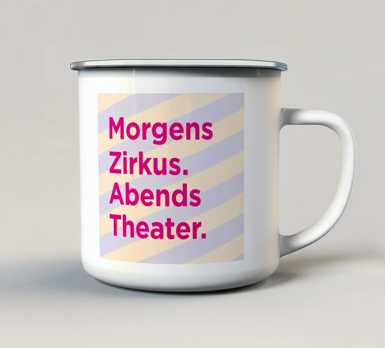 Morgens Zirkus. Abends Theater. tazza in smalto da Art Fart