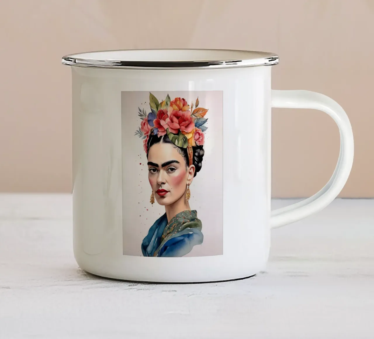 Frida Kahlo ad acquerello tazza in smalto da ARTVI-SHOP