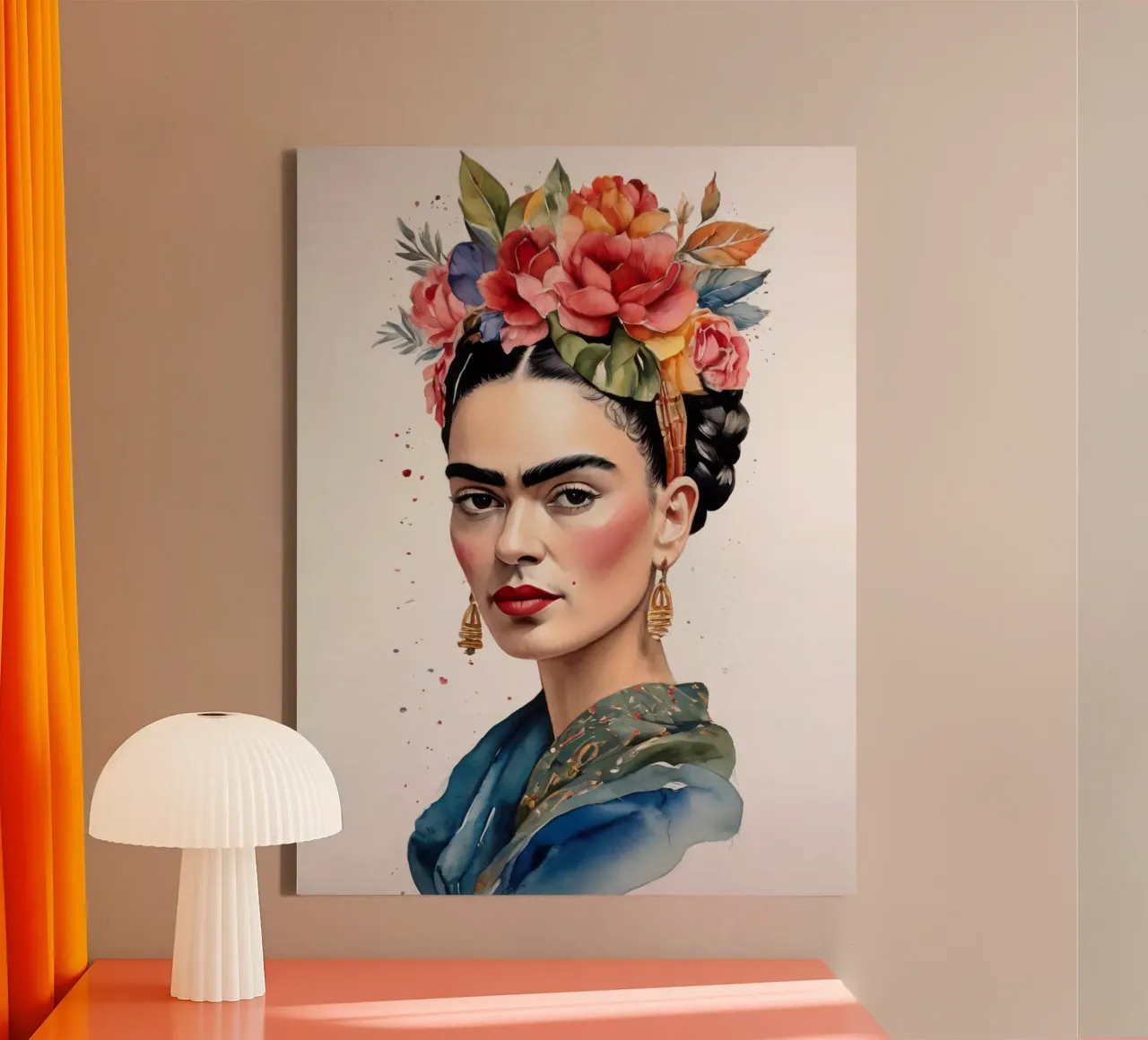Frida Kahlo ad acquerello tela con Cornice a cassetta da 🎁 ARTVI-SHOP