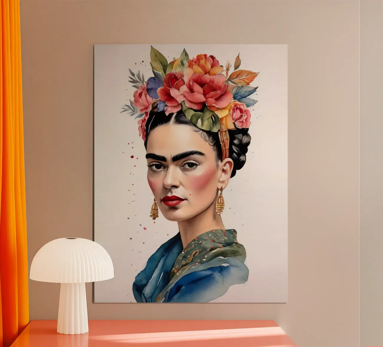 Frida Kahlo ad acquerello poster con telaio in legno da 🎁 ARTVI-SHOP