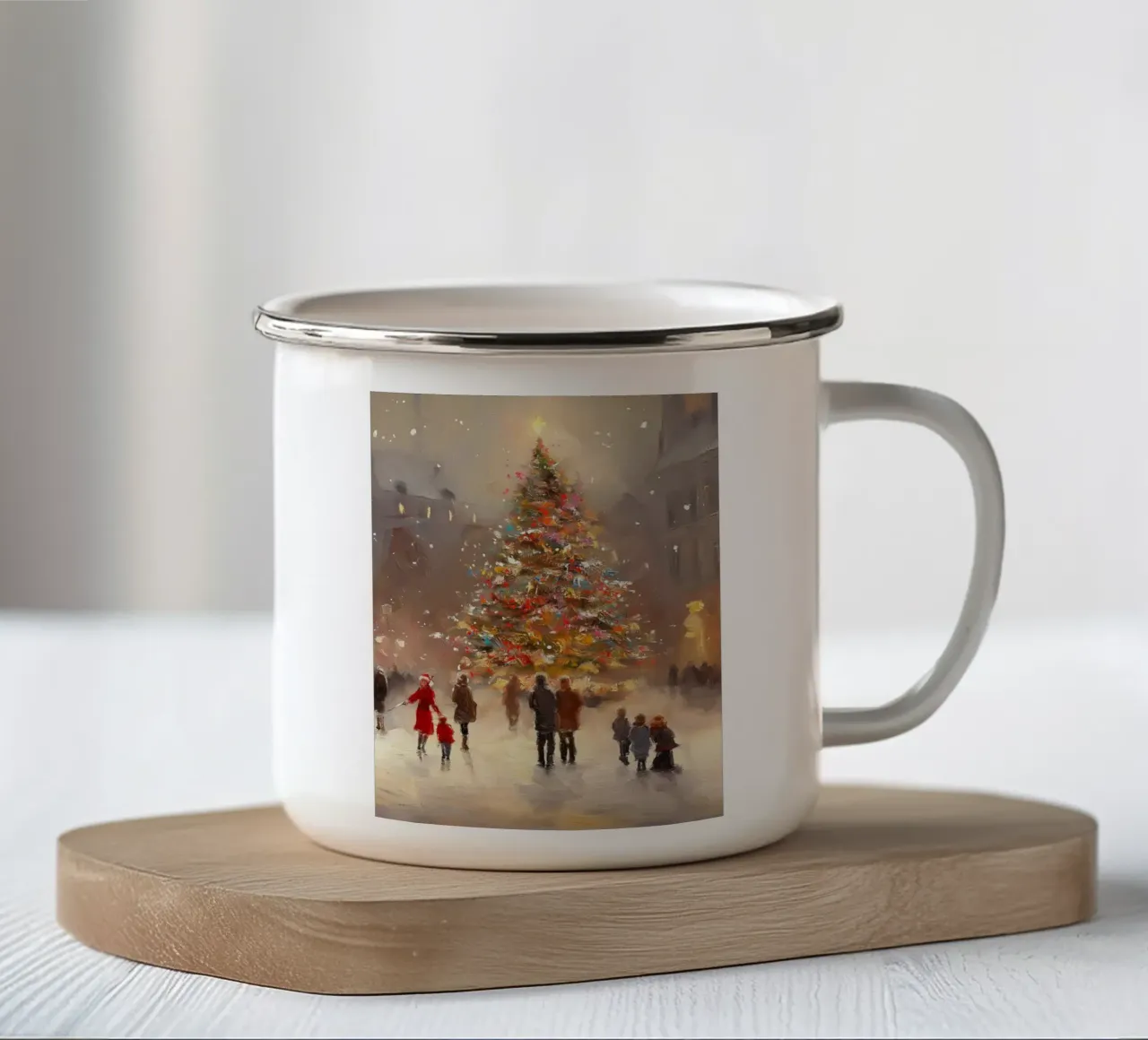 Albero di Natale in piazza Stampa d'arte tazza in smalto da Cozy Vibes