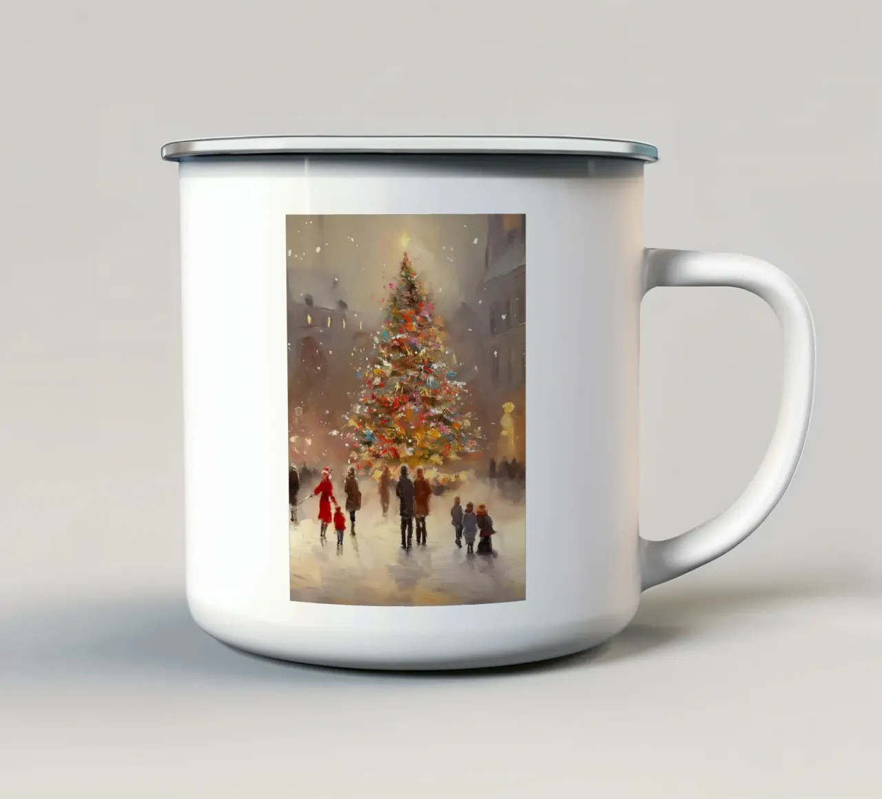 Albero di Natale in piazza Stampa d'arte tazza in smalto da Cozy Vibes