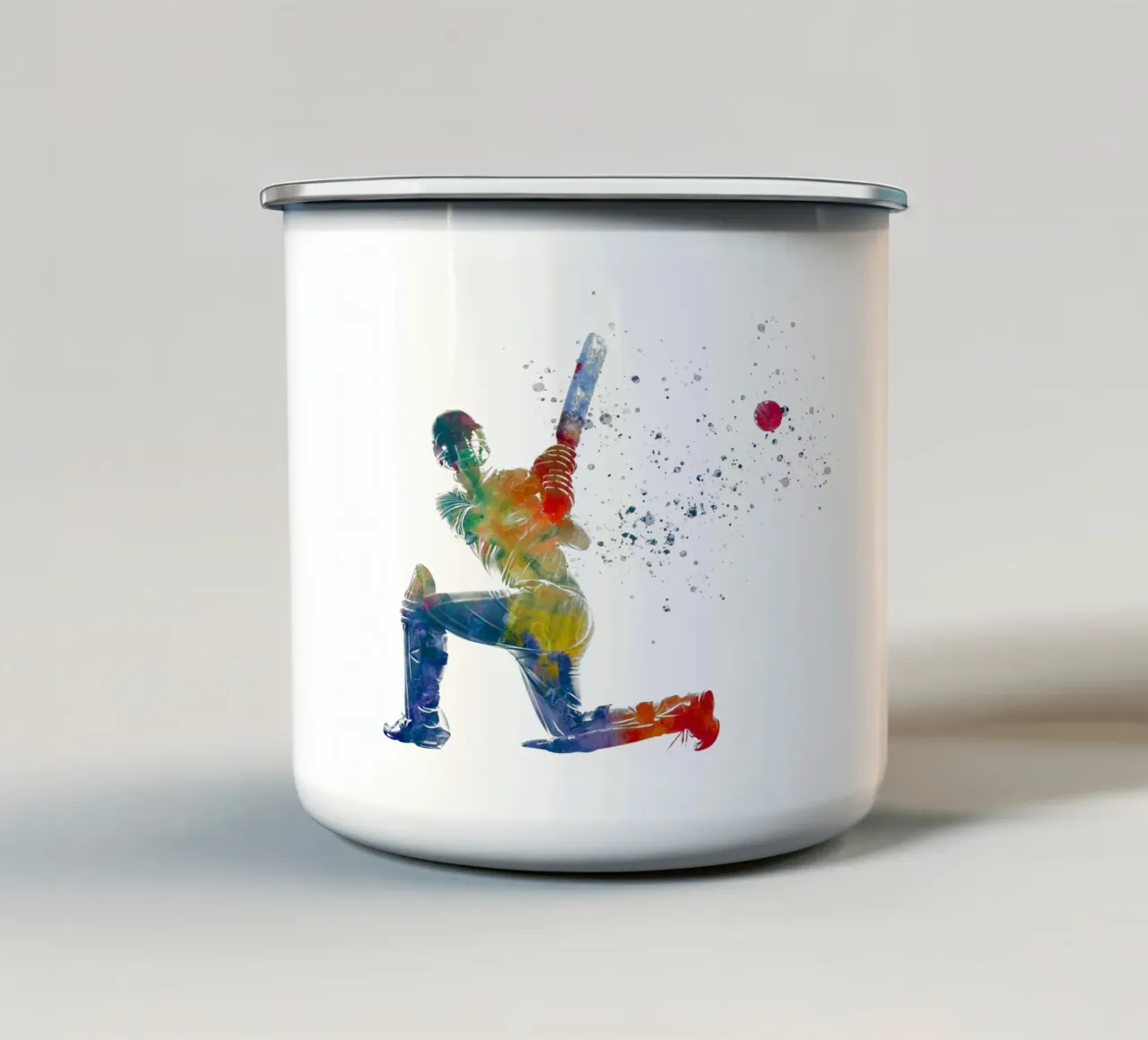 Giocatore di cricket in acquerello tazza in smalto da ⚽ Sports Pulse
