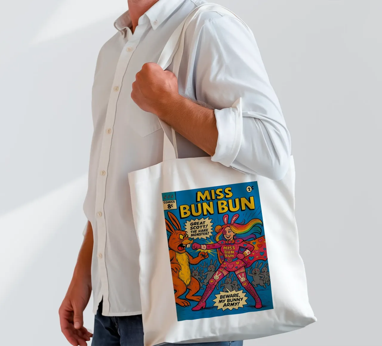 MISS BUN BUN - Fresh Supes On The Block borsa in juta da Vintage Van Gogh