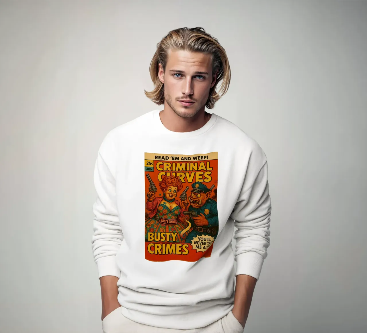 BUSTY CRIMES / CRIMINAL CURVES - Fresh Supes On The Block felpa da Vintage Van Gogh