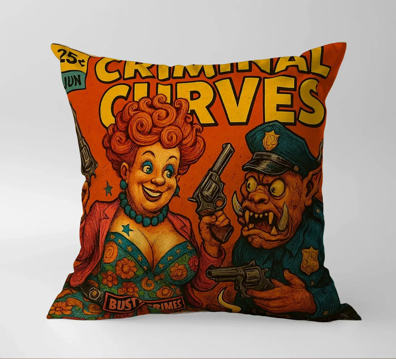 BUSTY CRIMES / CRIMINAL CURVES - Fresh Supes On The Block cuscino da Vintage Van Gogh