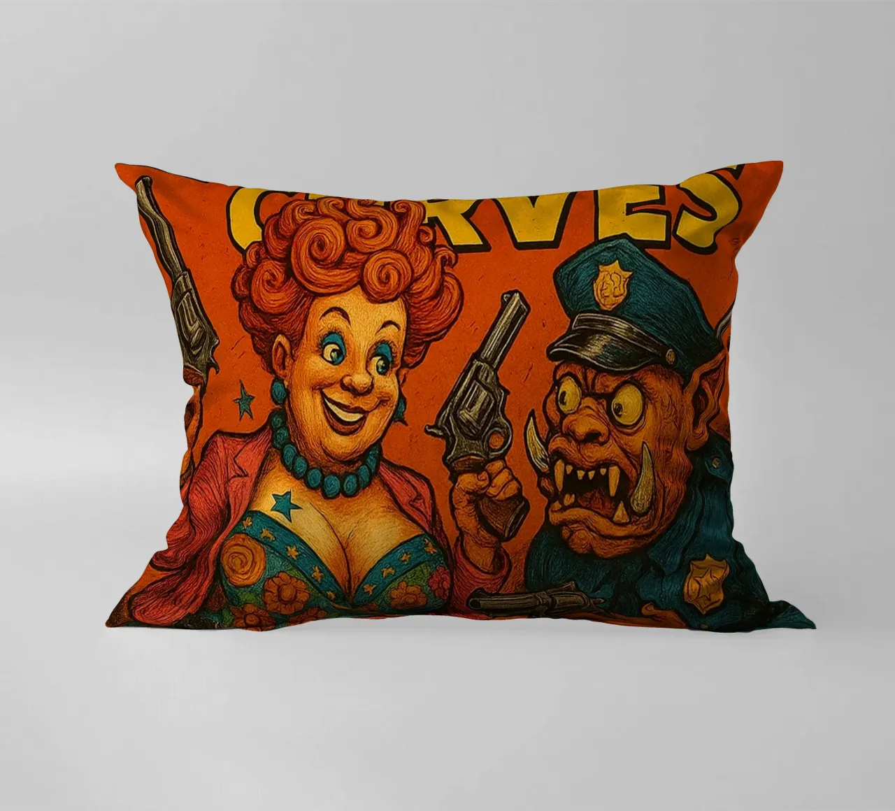 BUSTY CRIMES / CRIMINAL CURVES - Fresh Supes On The Block cuscino da Vintage Van Gogh