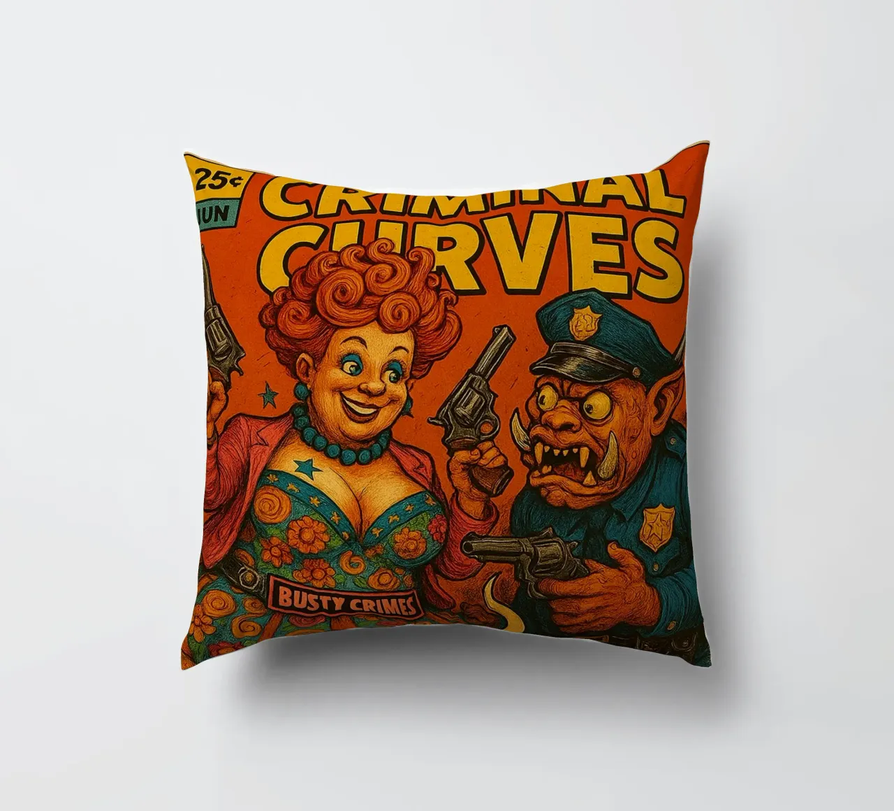 BUSTY CRIMES / CRIMINAL CURVES - Fresh Supes On The Block cuscino da Vintage Van Gogh