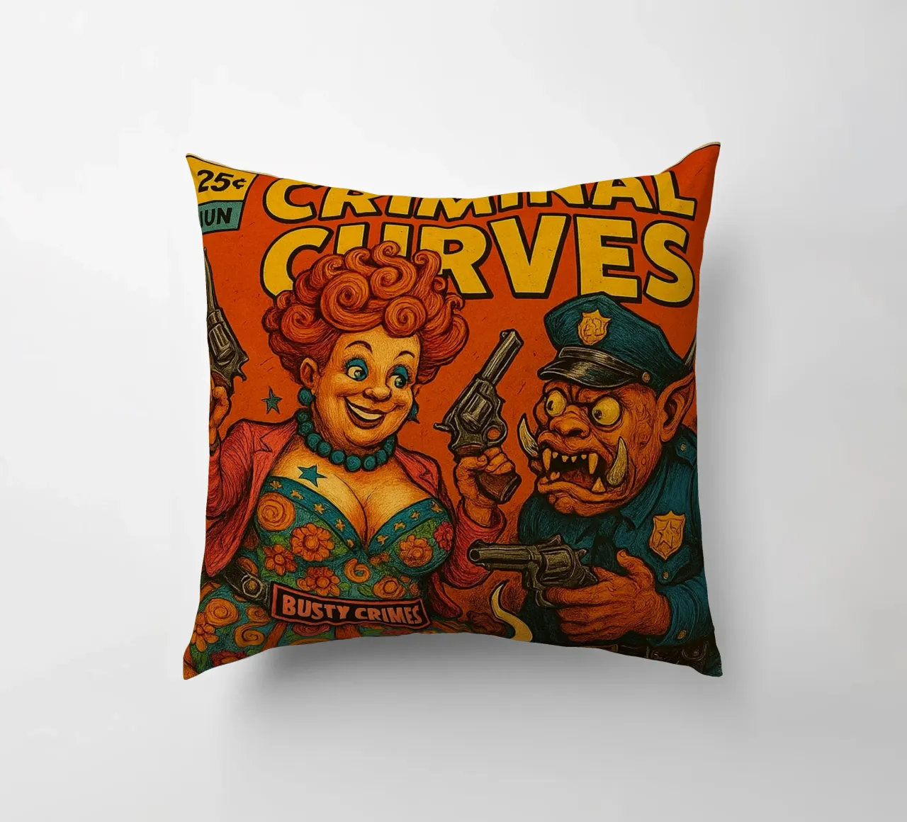 BUSTY CRIMES / CRIMINAL CURVES - Fresh Supes On The Block cuscino da Vintage Van Gogh
