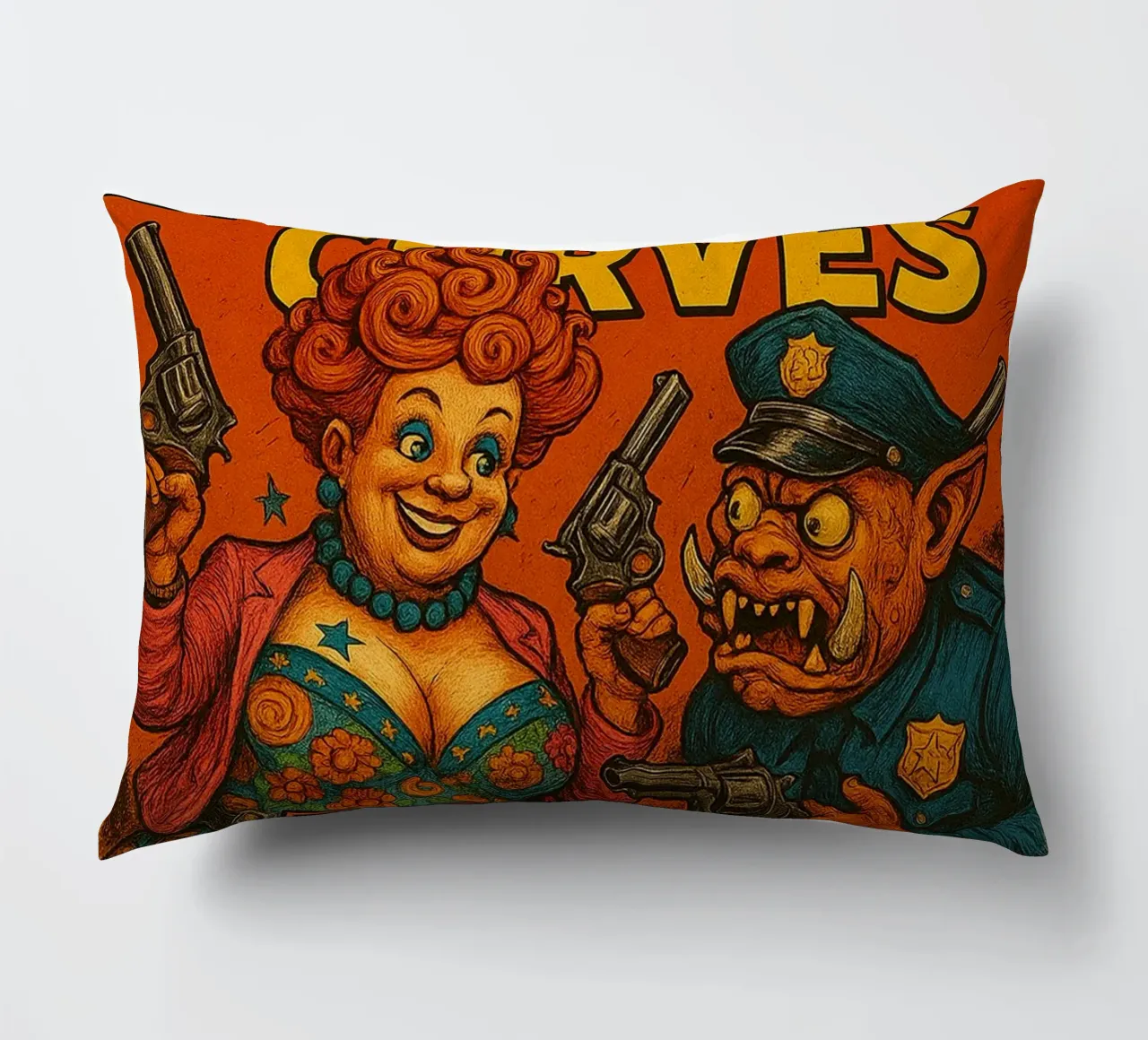 BUSTY CRIMES / CRIMINAL CURVES - Fresh Supes On The Block cuscino da Vintage Van Gogh