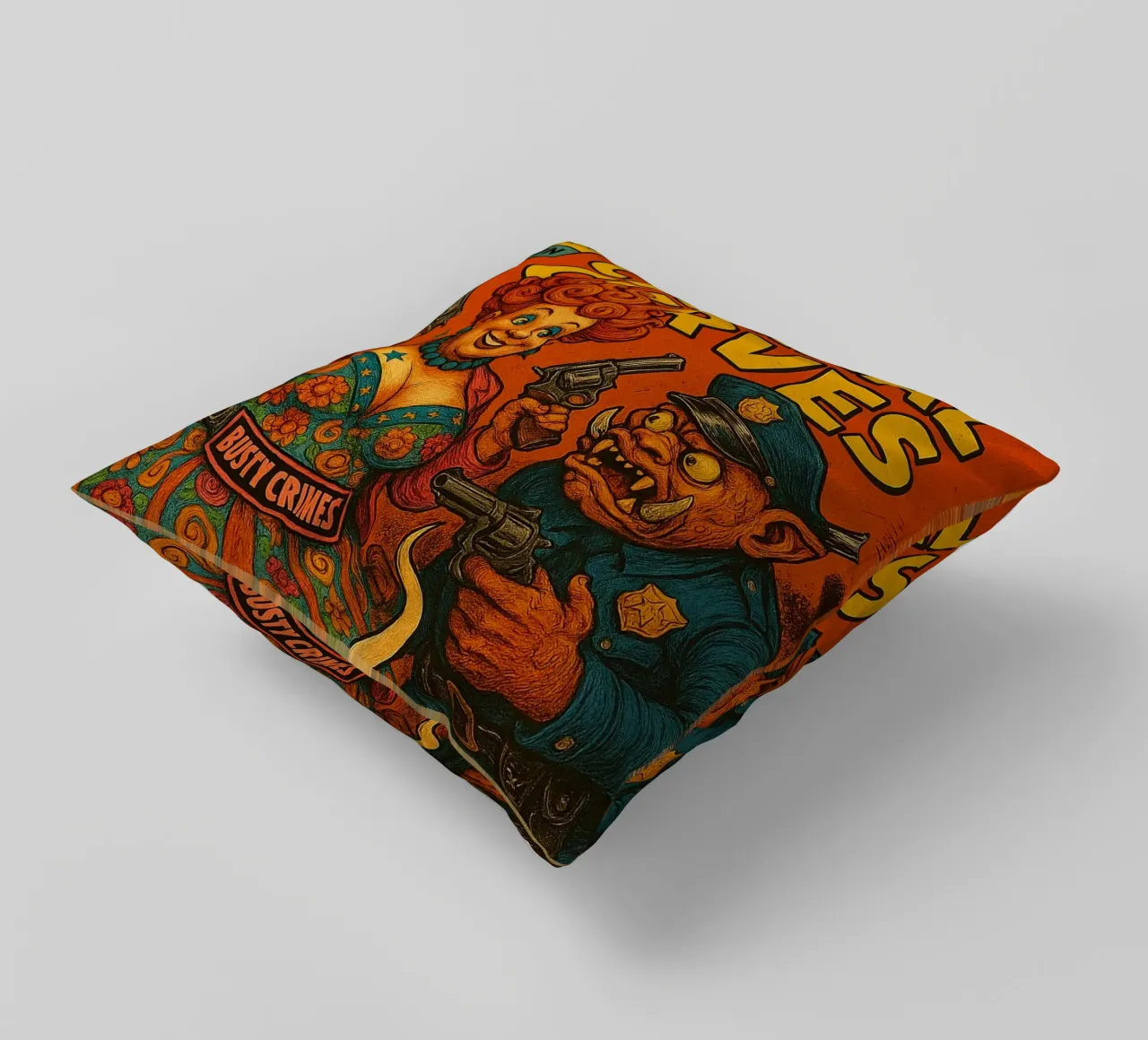 BUSTY CRIMES / CRIMINAL CURVES - Fresh Supes On The Block cuscino da Vintage Van Gogh