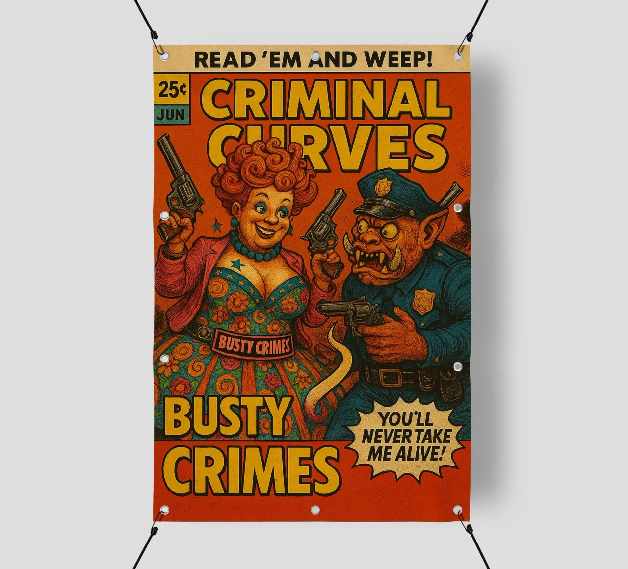 BUSTY CRIMES / CRIMINAL CURVES - Fresh Supes On The Block telo in pvc da Vintage Van Gogh