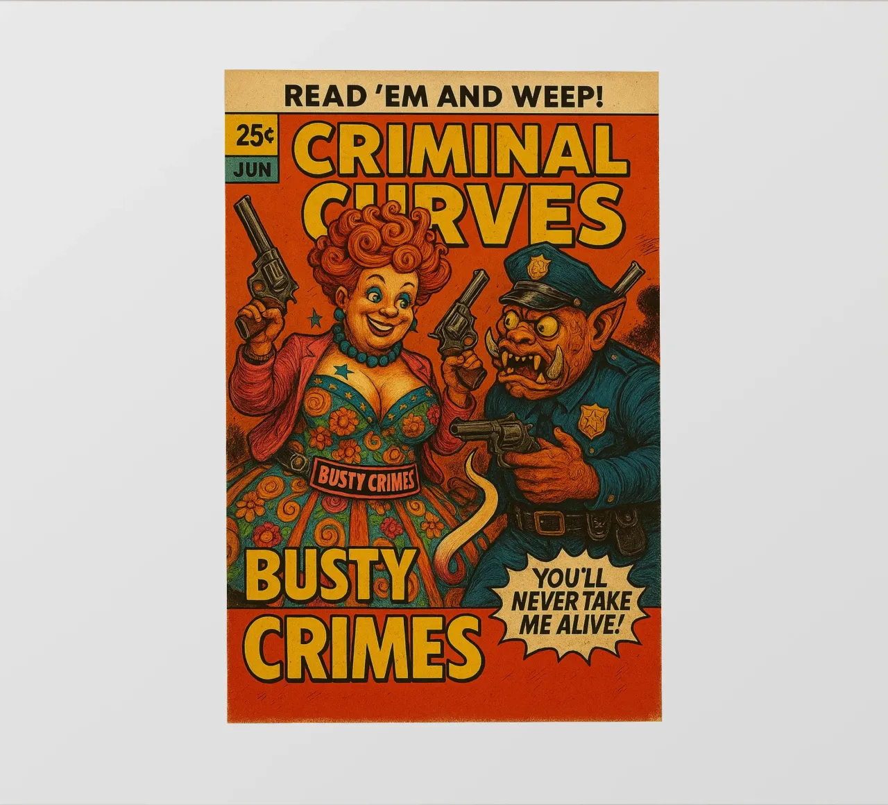 BUSTY CRIMES / CRIMINAL CURVES - Fresh Supes On The Block telo in pvc da Vintage Van Gogh