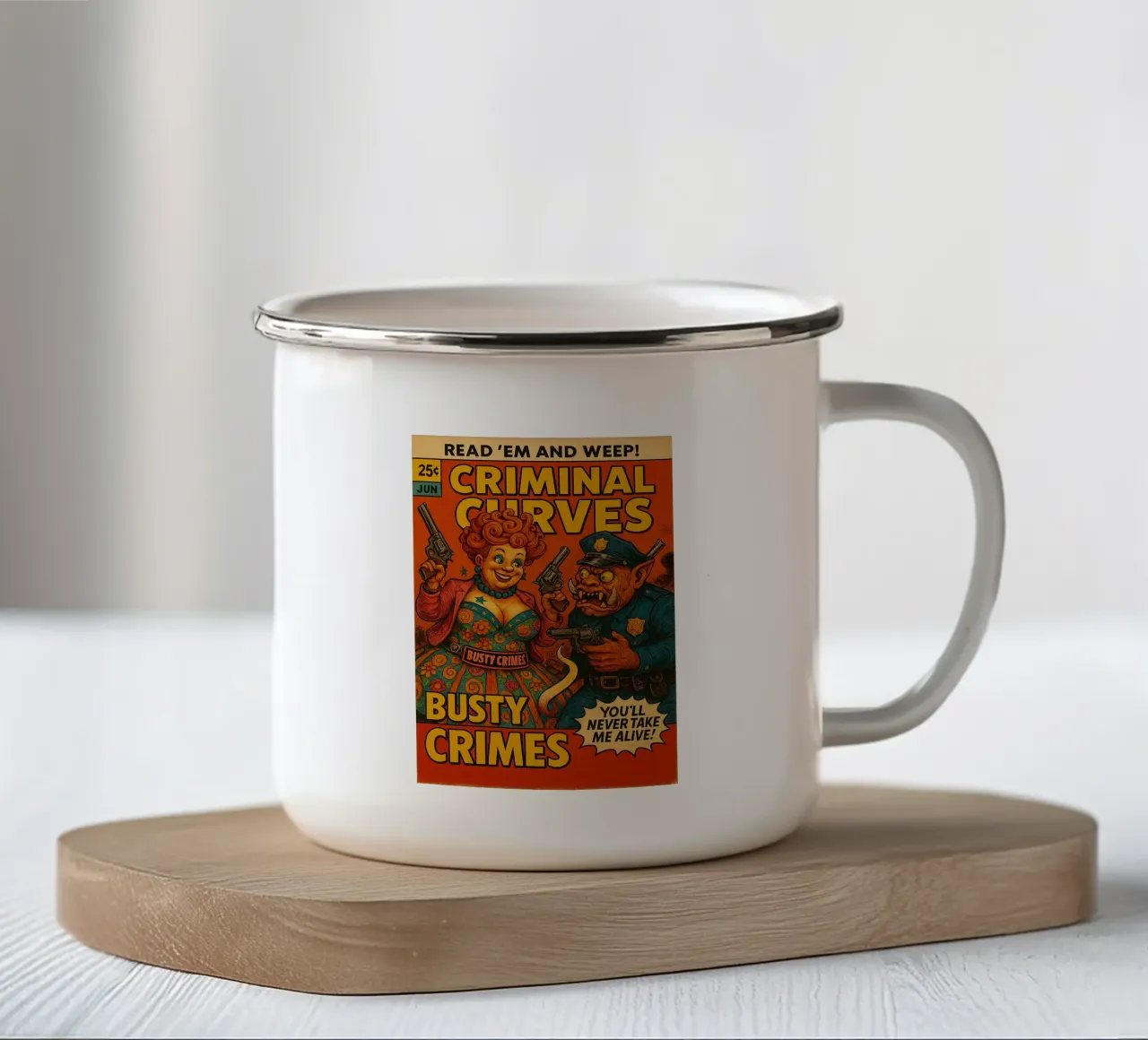 BUSTY CRIMES / CRIMINAL CURVES - Fresh Supes On The Block tazza in smalto da Vintage Van Gogh