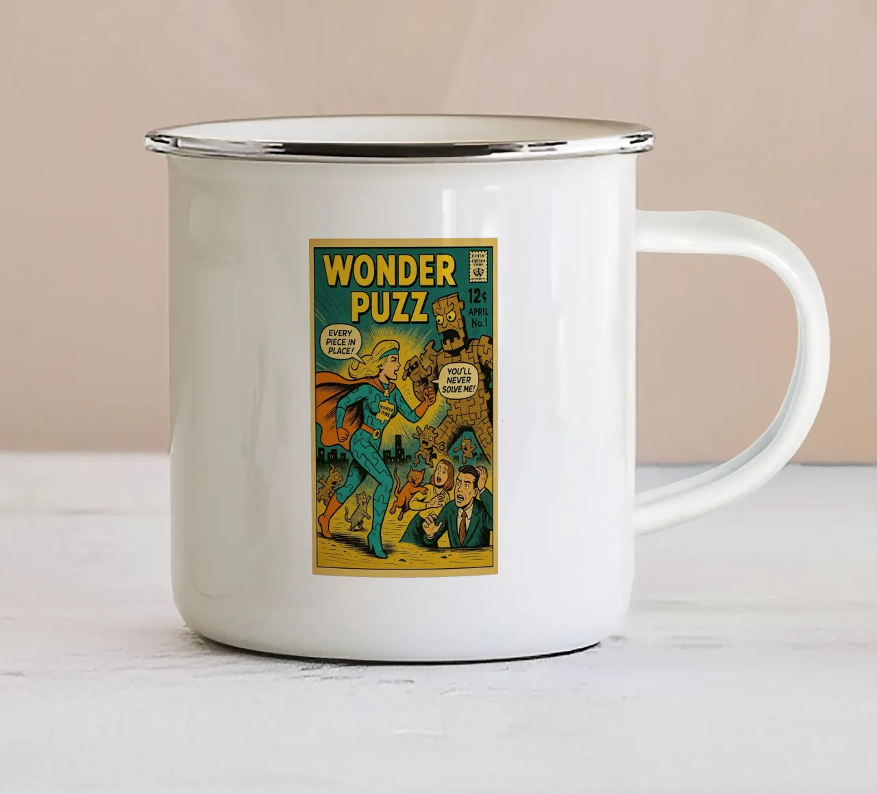 WONDER PUZZ - Fresh Supes On The Block emaille mok van Vintage Van Gogh